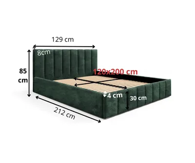 Produktbild von Sofello Polsterbett  Gruen 120x200 Metall-Lattenrost Hochwertig Boucle Teddystoff mit Bettkasten und Stauraum