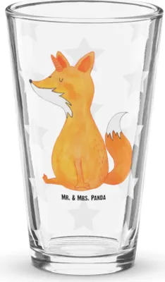 Produktbild von Mr. & Mrs. Panda Premium Trinkglas Einhorn Fuchs - Transparent - Geschenk, Unicorns, Bierglas, Unicorn, Fuchshörnchen, Longdrinkglas, Tumbler, Cocktailglas, Wasserglas