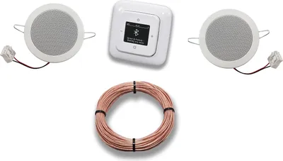 Produktbild von Busch Jäger DAB+ Bluetooth Unterputz Unterputzradio DAB BT 8217 U – 101 alpinweiß Komplett-Set Reflex SI + 2 x Deckenlautsprecher/Einbaulautsprecher + 20 Meter Lautsprecherkabel 2x0,75 mm² 8217U-101