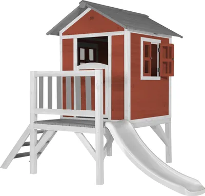 Produktbild von AXI Spielhaus Beach Lodge XL in Rot mit Rutsche in Weiß | Stelzenhaus aus  Holz für Kinder | Kleiner Spielturm für den Garten