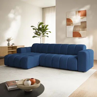 Produktbild von Masseno Ecksofa SETIA L-Form, Wohnzimmersofa, Couch, Soffa, Bettsofa, Couchgarnitur - Blau, ARAGON 79