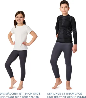 Produktbild von Ladeheid Lange Unterhosen Kinder Jungen Mädchen Funktionsunterwäsche Thermounterwäsche für Winter Sport Ski Outdoor Fußball Jogging LA40-259-TMPK (Graphite, 146-152)