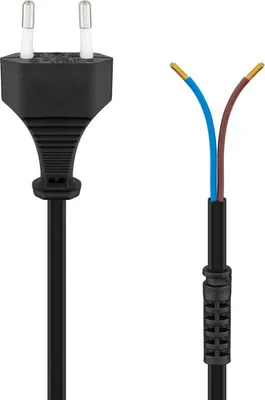 Produktbild von Goobay Euro Kabel zum Konfektionieren; 1,5 m, Schwarz, Eurostecker (Typ C, CEE 7/16) > lose Kabelenden