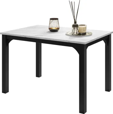 Produktbild von MIRJAN24 Tisch Focus 120, Wohnzimmer Tisch, Beine und Seiten aus Stahl (Farbe: Schwarz / Bianco Marmor)