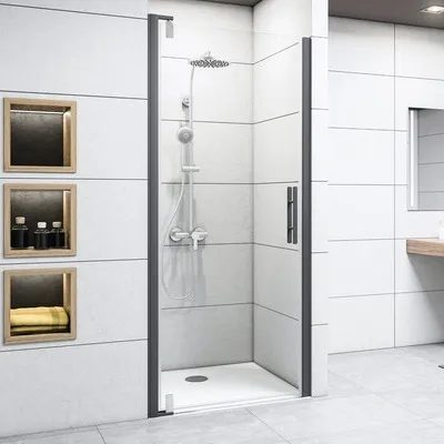 Produktbild von Drehtür für Nische Breuer Europa Design 100 cm Anschlag links Nachbildung Terrazzo Weiß Profilfarbe schwarz