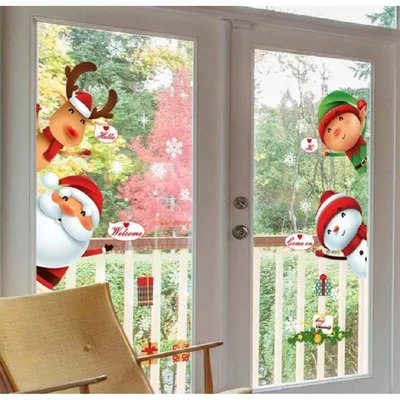 Productafbeelding van Kerstdecoratie, statische stickers, verwijderbaar, vinyl, kerstman, kerstboom, sneeuwpop, sneeuwvlok, hert, doe-het-zelf, wanddecoratie, raamdecoratie, deurdecoratie, wandplaat, etalagedecoratie