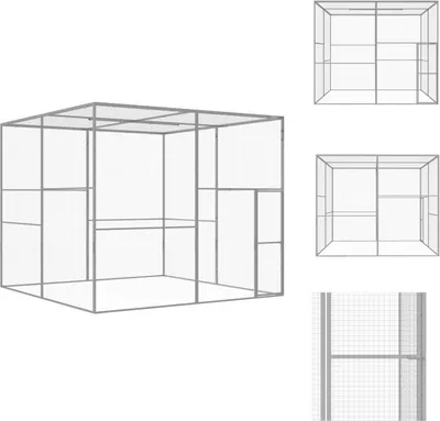 Immagine prodotto di vidaXL Gabbia per gatti 3x3x2,5 m Acciaio zincato - Habitat e recinti per piccoli animali