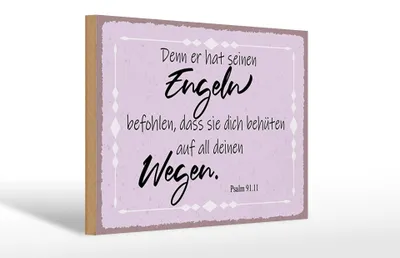 Produktbild von Holzschild Spruch 30x20cm er hat seinen Engeln befohlen