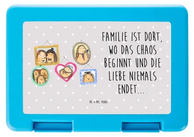 Produktbild von Mr. & Mrs. Panda Bentobox Igel Familie - Grau Pastell - Geschenk, Muttertag, Bilder, Brotzeitbox, Mama, Snackbox, Bento Box, Lunchbox, Brot Aufbewahrungsbox
