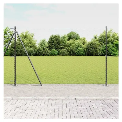 Produktbild von Zaunpfosten Grau 50 x 1,6 m (50 mm Maschenweite) aus Stahl und PVC für Gartenzaun, Hundezaun, Weidezaun und Hühnerzaun