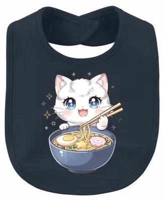 Productafbeelding van Kawaii anime kat, ramen noedelsoep, Japans, schattig, cadeau, uniseks, baby, marineblauw, one size