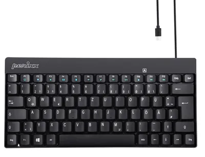 Produktbild von PERIBOARD-422 Kabelgebundene kompakte Tastatur USB C Anschluss Nummernlock Schwarz QWERTZ Mini ohne Nummernblock