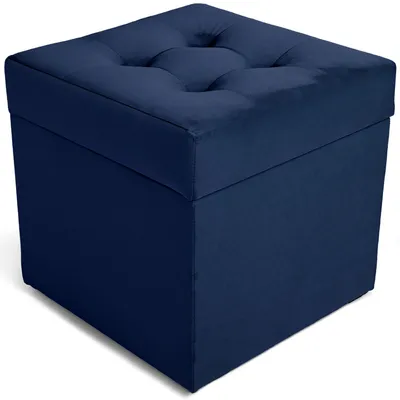 Obrázek produktu pro MG Design, modrý podlahový taburet, 45x45 cm - samet, s možností otevření, úložný prostor 50 litrů, nosnost do 100 kg, vhodný do obývacího pokoje, ložnice a chodby