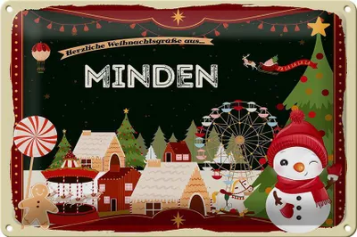 Produktbild von Blechschild Weihnachten Grüße aus MINDEN 30x20cm