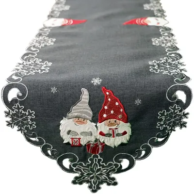 Produktbild von Tischläufer AMIRA Weihnachten Wichtel Polyester dunkelgrau 40 x 140 cm