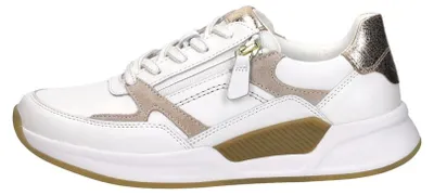 Image de Rollingsoft Sneaker 86.958.52, cuir lisse et velours, blanc-beige, fermeture à glissière, semelle intérieure amovible 38 1/2