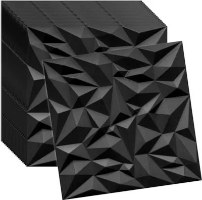 Produktbild von Verdico | 3D Wandpaneel Polystyrol - 50x50 cm - Schwarz - Modernes Design - 20 Stück für stilvolle Akzente, Wand- & Deckenverkleidung