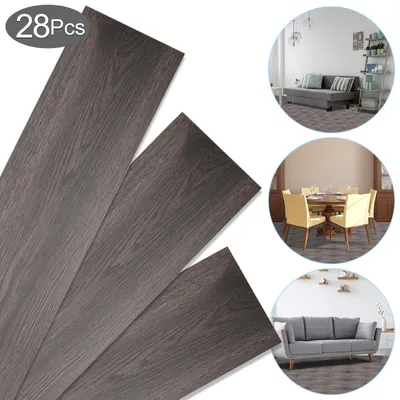 Produktbild von Peviasot 4 m² PVC Vinylboden Bodenbelag Vinyl Laminat Selbstklebend Dielen Planke Rutschfest Wasserfest 28 Stück Vinyl-Dielen Holzmaserung Dielen (Dunkelgrau)