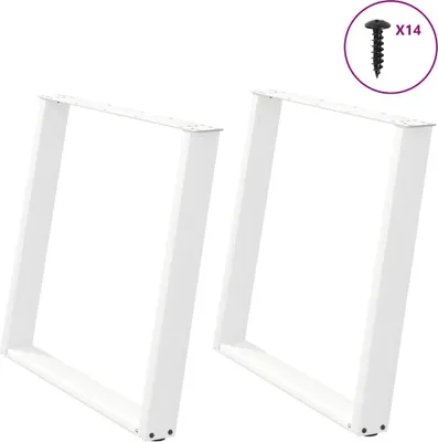Zdjęcie produktu dla Nogi do stołu jadalnego w kształcie litery U 2 szt. Białe 90x(72-73) cm Stal
