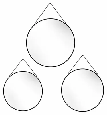 Produktbild von Wandspiegel Metall MONDEX Alexia Ø 28/24/19 cm Schwarz 3er-Set