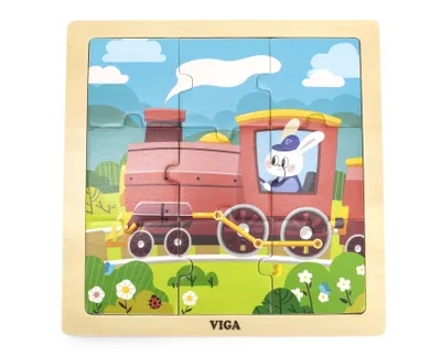 Obrázok produktu pre VIGA Handy Drevené puzzle Parný vlak 9 dielov