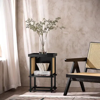 SoBuy Couchtisch HFBT03-SCH in Wohnzimmer-Einrichtung mit Vase und Sessel