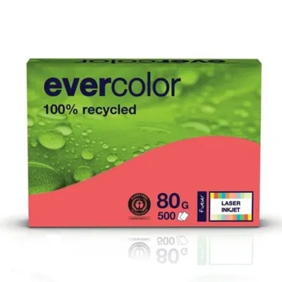 Produktbild von Clairefontaine evercolor 100% recycling 40029C himbeerrot 80g/m² DIN-A4 500 Blatt