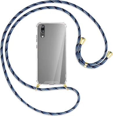Produktbild von Handykette Backcover-Schutzhülle mit Band (Metall goldfarben) für Huawei P20 - Blautöne