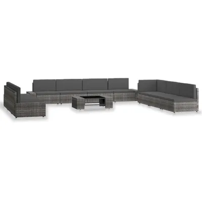 Obrázek produktu pro The Living Store 10 ks. Zahradní lehátková souprava Poly ratan Grey