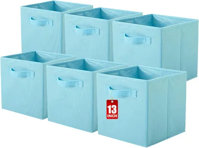 Produktbild von Stoffaufbewahrungsboxen, 6 Stück, faltbare Aufbewahrungswürfel, würfelförmige Aufbewahrungsboxen, 33 x 33 x 33 cm