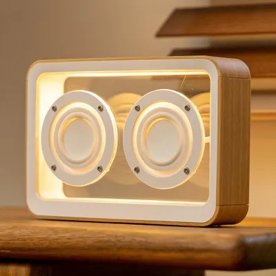 Produktbild von ZELURXX Transparenter Bluetooth Lautsprecher Buchlampe, Retro Design, Tischlautsprecher, Geschenk, kabellos, Holzoptik, Type-C, Buchenholzmaserung
