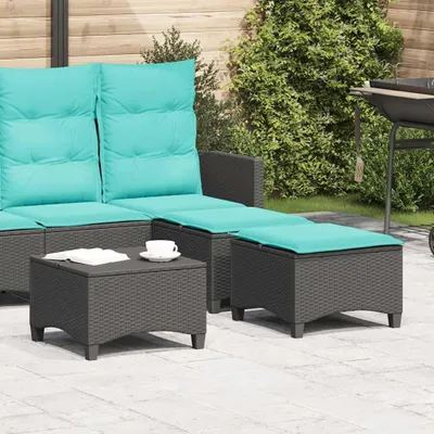 Produktbild von Gartenhocker mit Kissen 2 Stk. Schwarz 55x55x36 cm Poly Rattan - Gartenhocker c4203