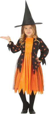 Produktbild von Hexe Halloween Spinnenkostüm Mit Hexenhut Kleid Magische Nacht, Größe: 110/116 Farbe: Schwarz