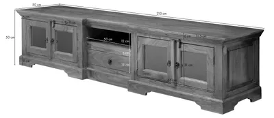 Immagine prodotto di MASSIVMOEBEL24 | mobile TV in legno di Acacia 210x50x50 miele dorato laccato OXFORD #0339