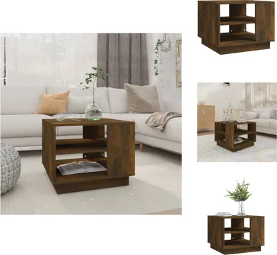 Zdjęcie produktu dla vidaXL Stolik kawowy dąb wędzony 55x55x43 cm materiał drewnopochodny - Stoliki kawowe