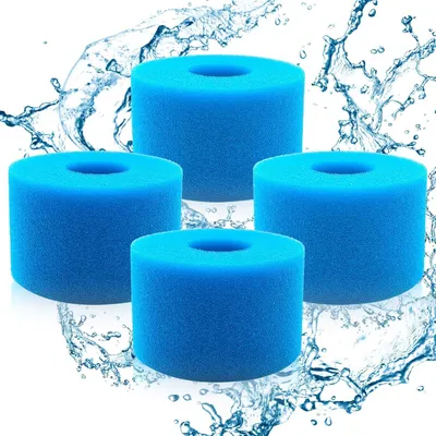 Imagen del producto de Filtros de espuma tipo A, reutilizables, paquete de 4 unidades, 10,8 x 7,3 cm, para filtros de piscina