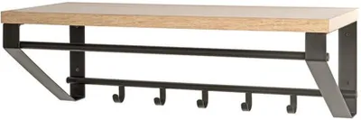 Produktbild von Moderne Wandgarderobe mit Metallhaken und Eichenhol-Platte