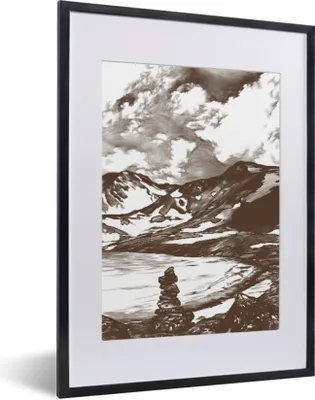 Produktbild von MuchoWow® MuchoWow® Gerahmtes Poster Berg - Meer - Himmel 30x40 cm - Poster mit zchwarzem Bilderrahmen - Wandposter Schlafzimmer