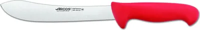 Image de Couteau de boucher Arcos couleur - Prof 292622 en acier inoxydable nitrum et mangue ergonomique rouge polypropylène et 20 cm de lame, vitrine