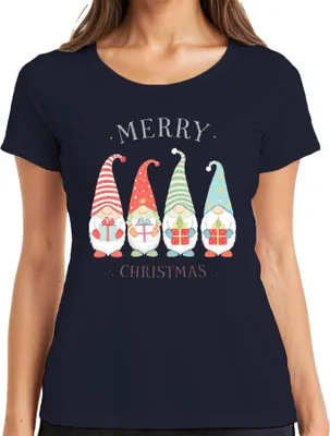 Produktbild von MERRY CHRISTMAS Wichtel Weihnachtswichtel Gnom Geschenke Niedlich Damen T-Shirt, Navy, XL