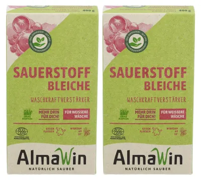 Zdjęcie produktu dla Wybielacz tlenowy 2 x 400 g, wybielacz do prania, odplamiacz, skuteczny od 30°C