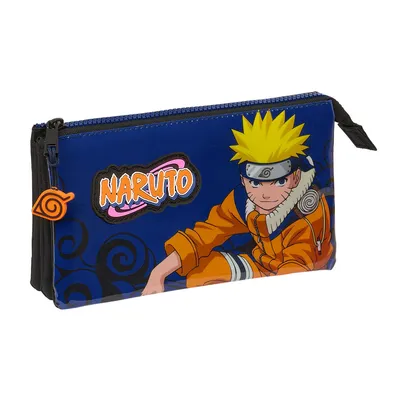 Produktbild von Dreifaches Mehrzweck-Etui Naruto Ninja Blau Schwarz 22 x 12 x 3 cm
