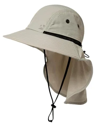 Immagine prodotto di Cappello da uomo, impermeabile, con ampia tesa, protezione per il collo, stile safari, cappello estivo, pieghevole, color grigio chiaro, taglia M-L