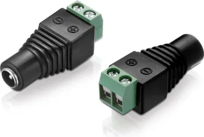 Produktbild von adaptare 93522 Niedervolt Adapter (Terminalblock 2-polig auf DC-Hohlbuchse), 5,5x2,1mm, schwarz
