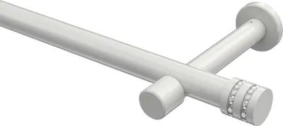 Produktbild von Interdeco Gardinenstange / Vorhangstange Weiß, Typ Prestige Estana (Glitzerkappe) ohne Ringe, 20 mm Ø 1-läufig, 100 cm