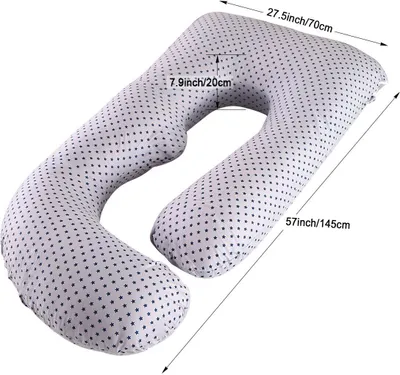 Image de Coussin de grossesse en coton 57 pouces Coussin pour le corps entier Confort en forme de J Extra large