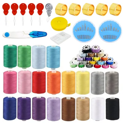 Nähgarn-Set, 20 Farben, 1000 Yards, mit Nadeln, Schere & Lineal