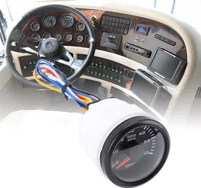 Immagine prodotto di CX6227B 52 mm 2 pollici auto 6000 rpm tachimetro con contaore 7 colori retroilluminazione RPM kit per camion trattore RV barca quadrante nero coperchio CX6227B