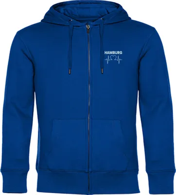 Produktbild von multifanshop Kapuzen Sweatshirt Jacke - Hamburg - Herzschlag, blau, Größe S