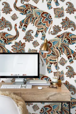 Produktbild von Coloray Fototapete 152x104 cm Vlies-Fototapete - ethnische Elephantpaisley Brown.